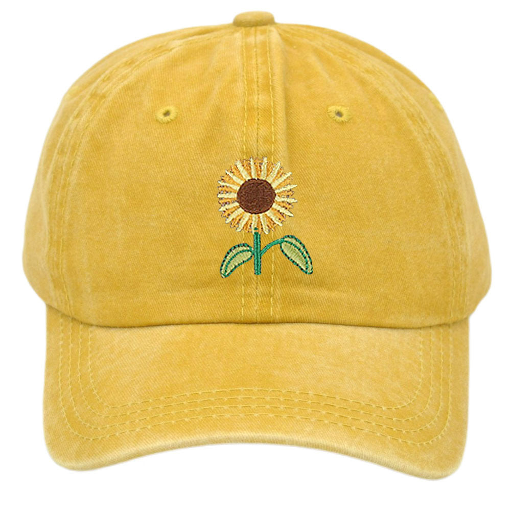 Wholesale Cotton Sunflower Embroidered Baseball Cap